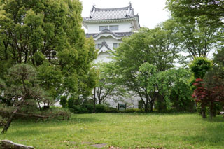 日本庭園から見る関宿城